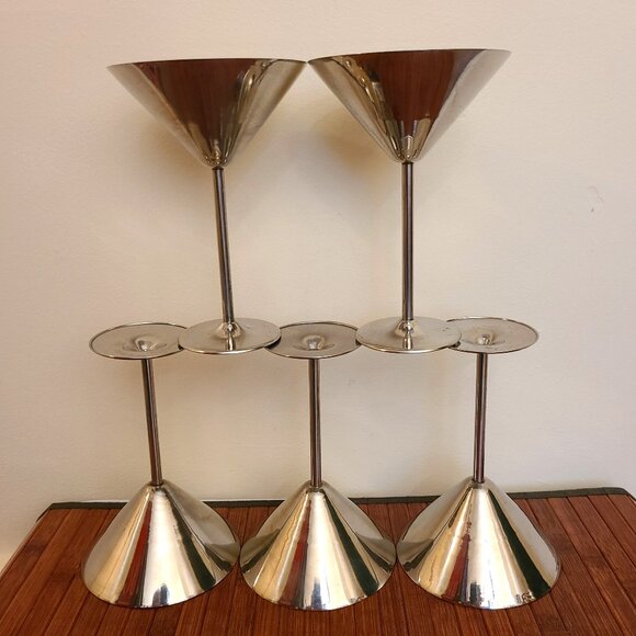 Stainless Steel Martini Glasses - Set of  Five - Picture 3 of 6